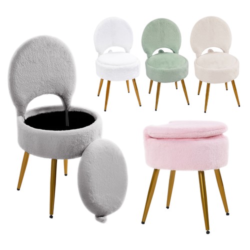 Fluffy vanity stool - stool, storage