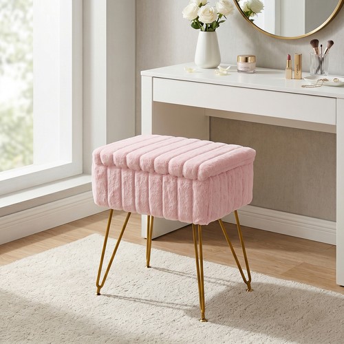 Fluffy plush pink vanity - fluffy, chair
