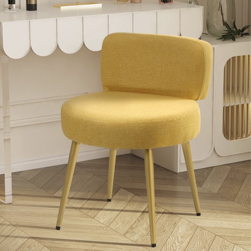 Vanity stool yellow linen - vanity,