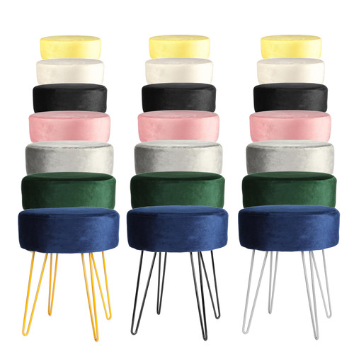 Round velvet footstool ottoman - velvet,