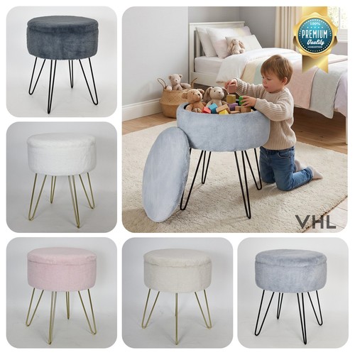 Faux fur hairpin stool - faux, round