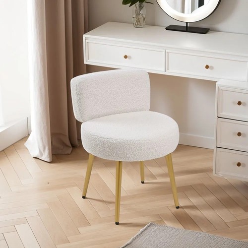 Cream faux fur vanity stool - cream,