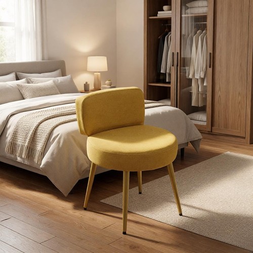 Vanity stool yellow - yellow, linen