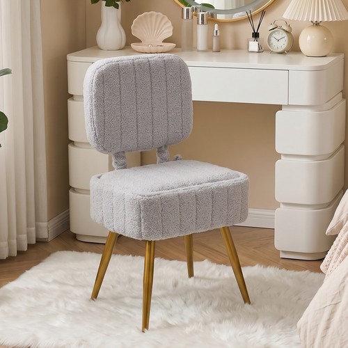 Teddy fleece vanity stool - fleece,